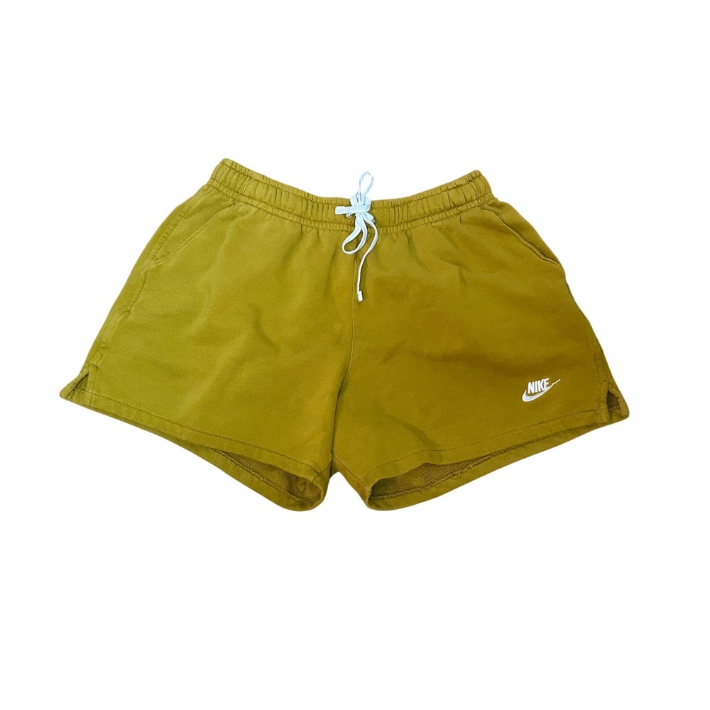 Nike Sportswear Essential French Terry Shorts Mustard Yellow Womens Large